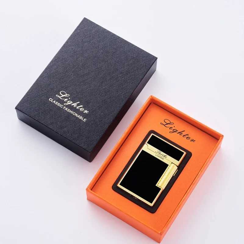 New Dual Fire Switch Butane Gas Lighter Metal Windproof Smoking Accessories Butane Gadgets Mens Gift N260311