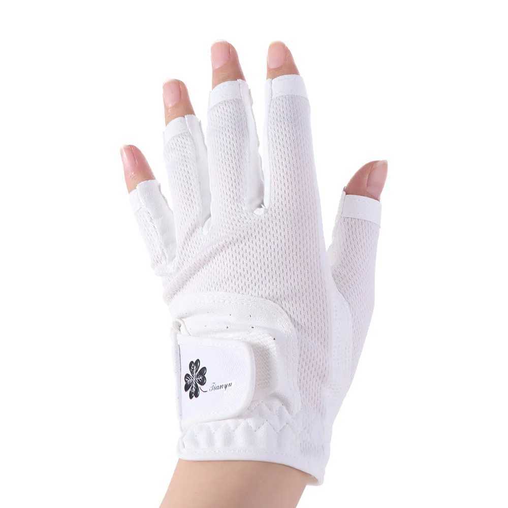 Comfortable Womens Sport Gloves Breathable Fingerless Ladies Gloves Mesh Left Right Hand Mittens Palm Protection M260311