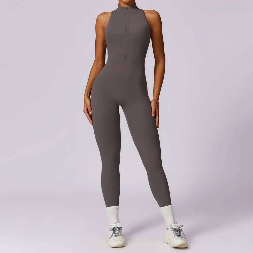 Zipper Jumpsuit Fitness Sports Overalls Gym Clothing Set Yoga Wear Pilates Workout Clothes Women Outfit Push Up Activewear 26H0311