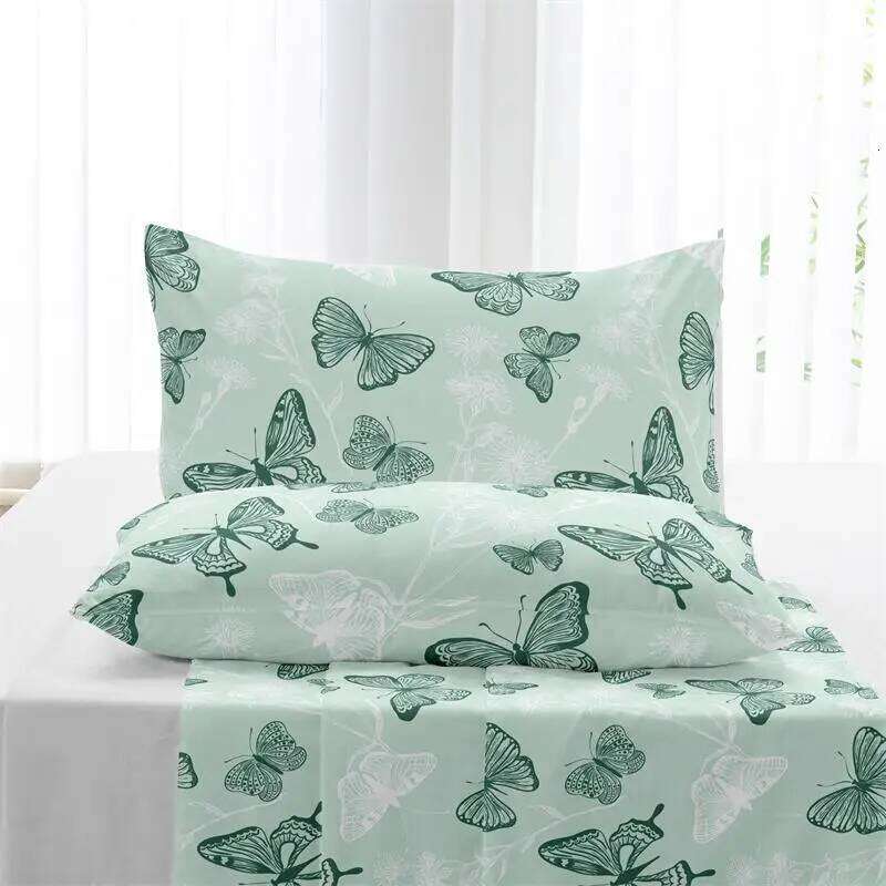 3pcs butterfly pattern Brushed Bedding King Size Pillowcase Set Skin Friendly Breathable Duvet Cover Pillowcases H260311