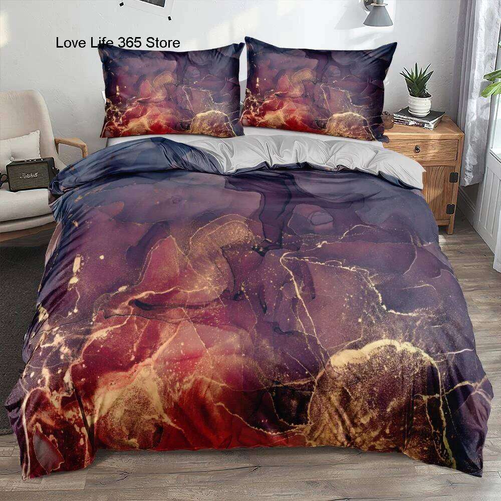 Classic 3D Marble Quilt Set Bedding Sets Comforter Covers Pillowcases 3-Piece Duvet Cover Linens Bed 140x200 Bedspreads H260311