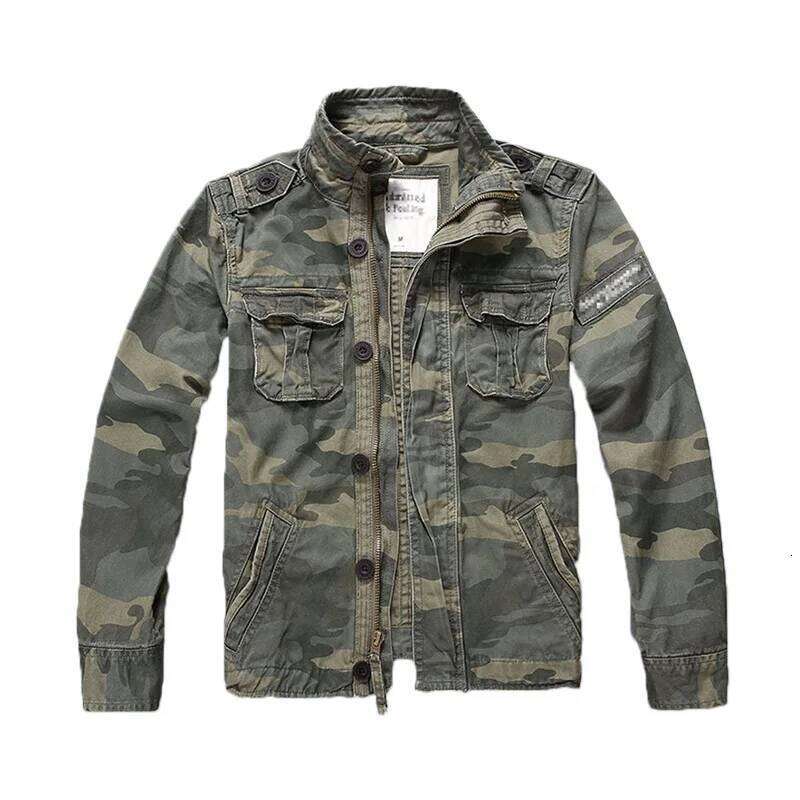 Denim Camouflage Stand Collar Camo Jacket Outwear Overalls Men Winter Thick Pure Cotton Casual Coat XXL 26H0311
