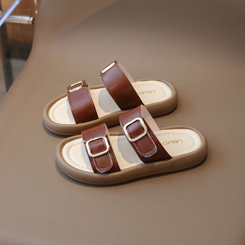 Kids Design Slippers Summer Fashion Outside Wear Shoes Kidszworld Youth Flat Bottom Slippers Girl Toddler Beach Slippers Size 21 - 35 K0749