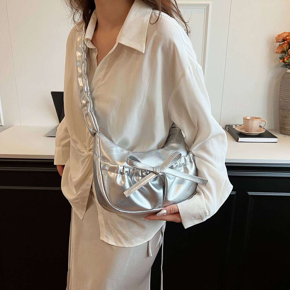 LEFTSIDE Small Bow Design PU Leather Underarm Bags for Women 2025 New Trend Fashion Shoulder Crossbody Bag Handbags and Purses XJ260311