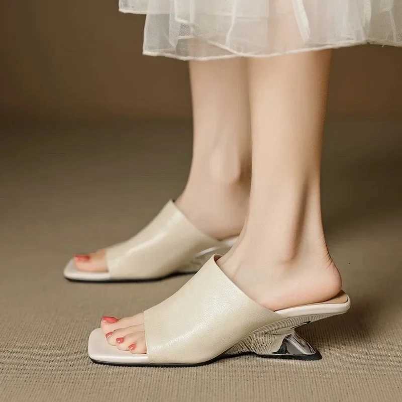 Fashion Limp Heel for Women 2025 Summer New Square Toe Special-shaped Heels K260311