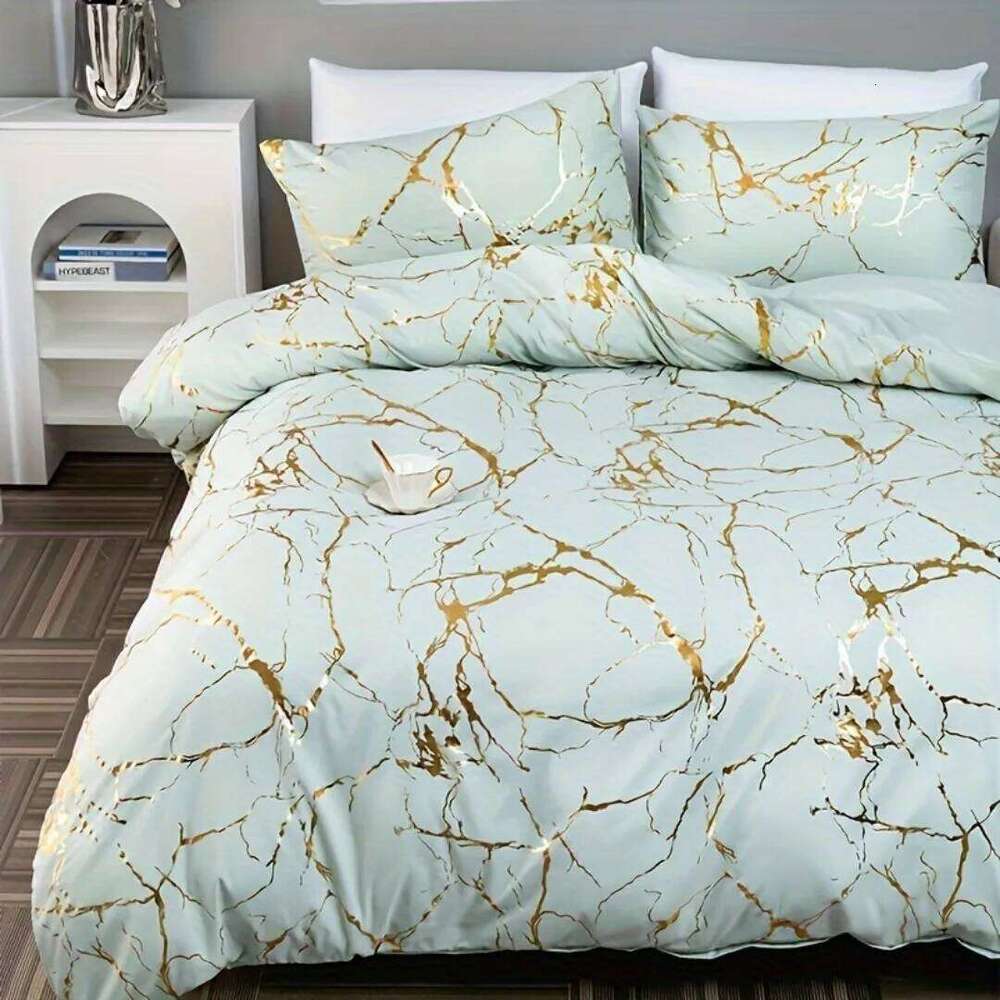 Classic Hot Stamping Texture 3D Print Bedding Set Soft Duvet Cover King Queen Twin Single Size Bithday Gift Bedroom Decoration H260311