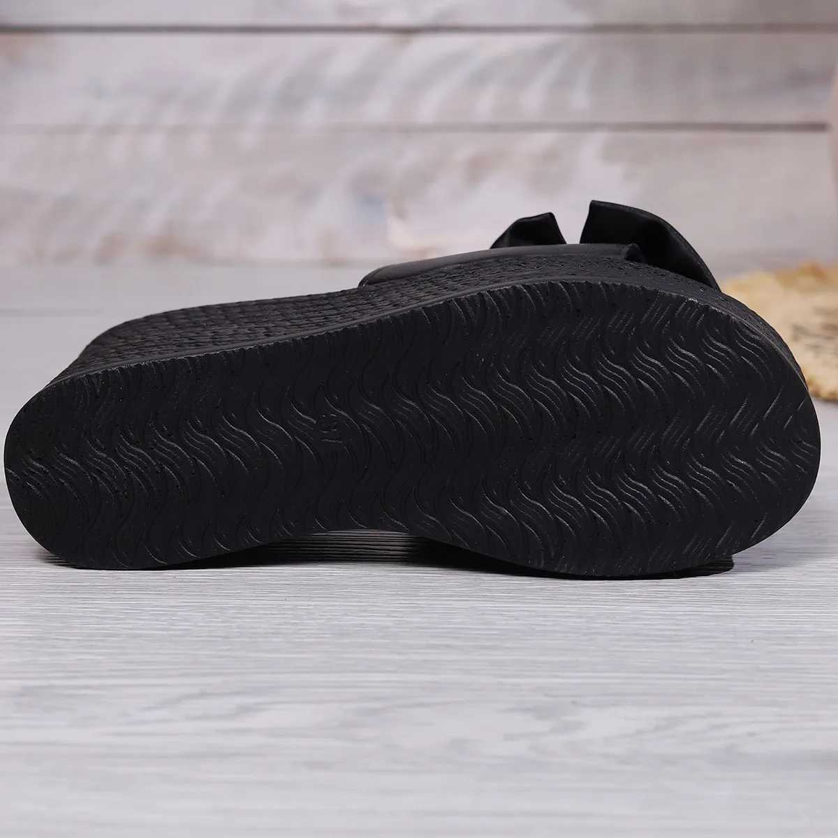 Womens platform sandals bow-adorned stylish chain-decorated wedge sandals womens platform summer slippers K260311