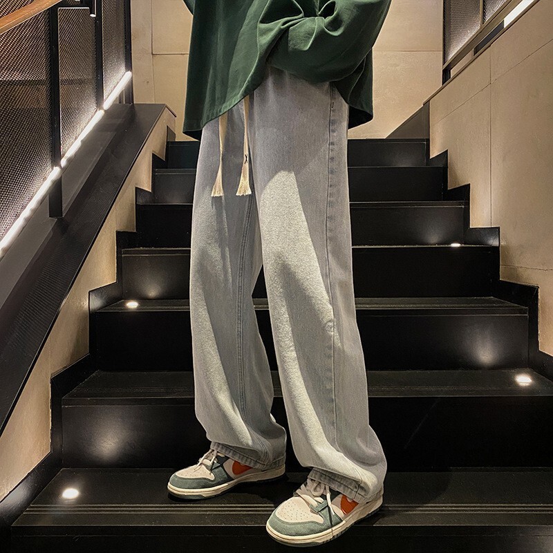 Retro Men's Jeans Spring Autumn Straight Loose Trendy Wide Leg Pants High Designer Pants Street Versatile Casual Long Pants