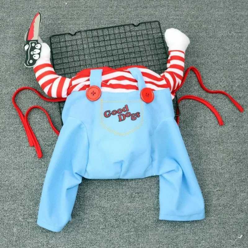 Upright and Scary Small Medium Sized Pet Dog Funny Clothes Henshin Cosplay Costume with Fatal Dolls Wig for Halloween Gatherings Y260311