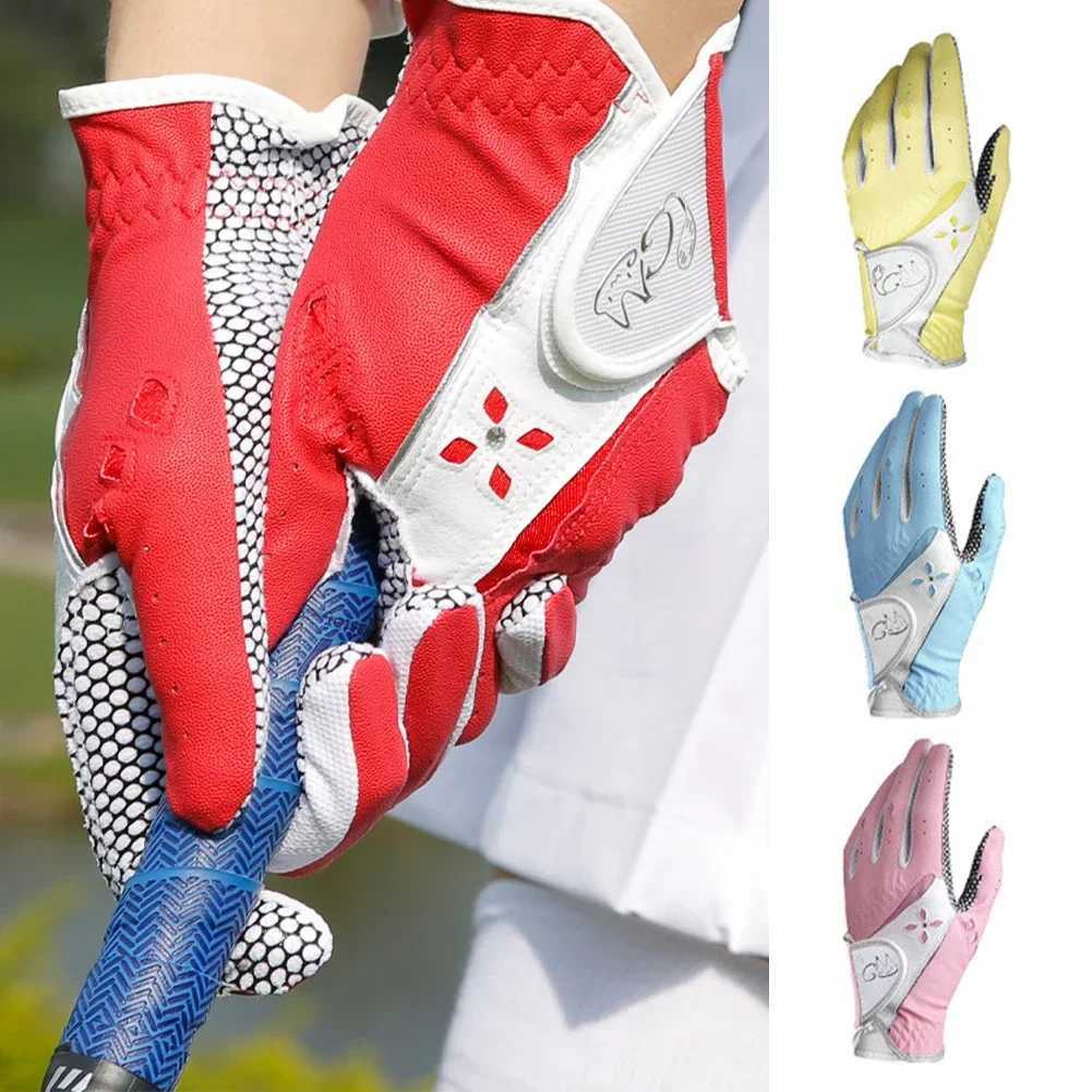 Womens Gloves PU Leather Left and Right Hands 1 Pair of Anti Slip Particles with Breathable Outdoor Sports Gloves M260311