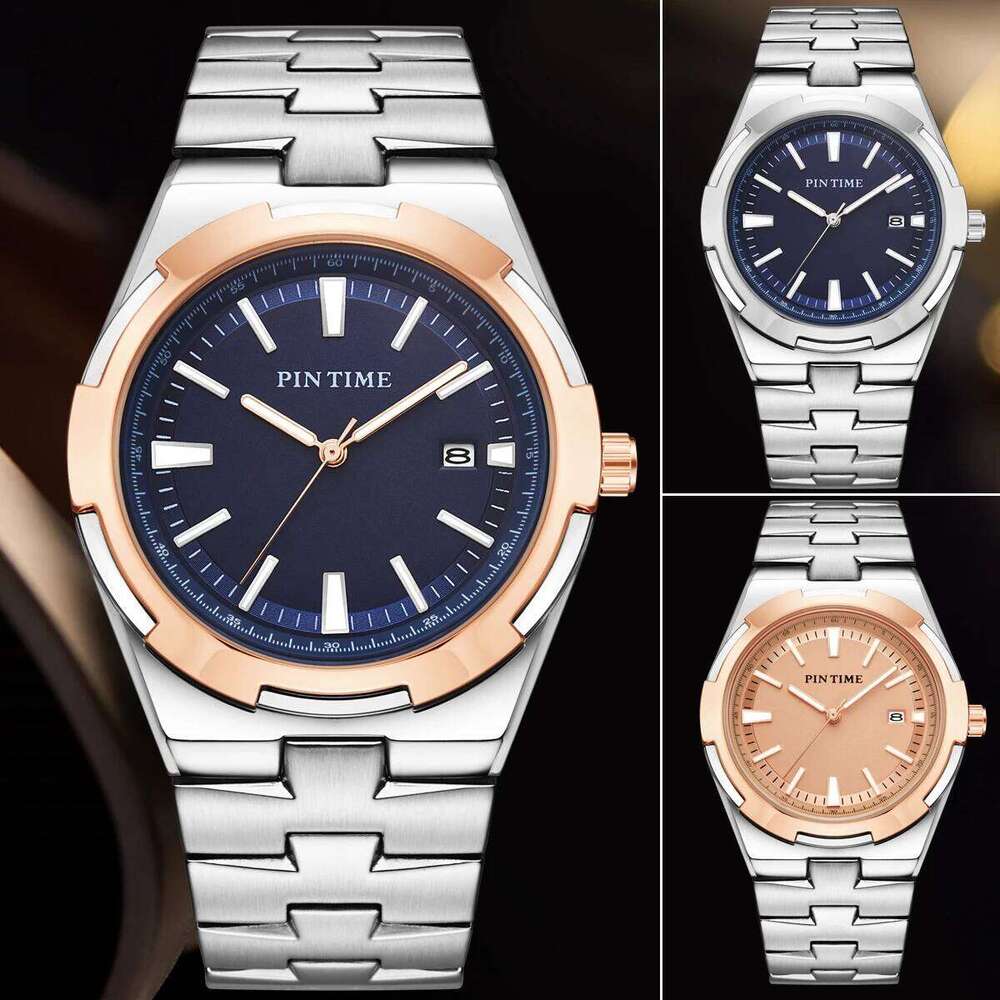 PINTIME 30M Waterproof Automatic Calendar Fashion Luxury Designer Geometric Case Multi Functional Men's Quartz Watch