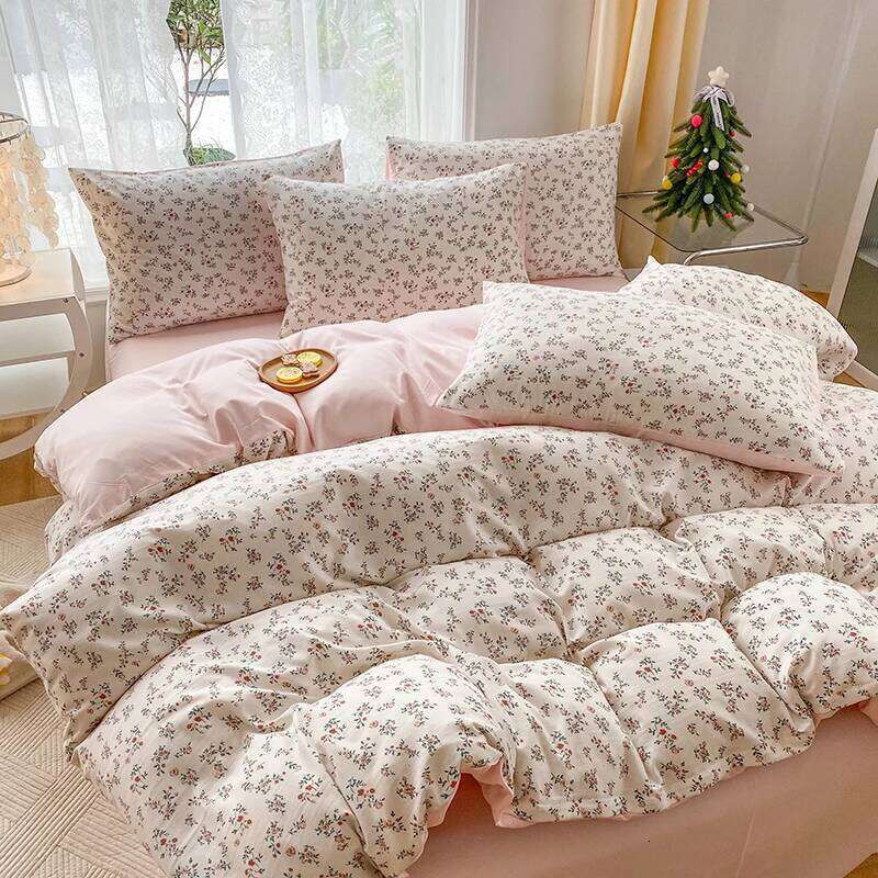 3-piece cartoon heart-shaped plant floral print set, duvet cover and a pair of pillowcases no padding, suitable for bedroom H260311