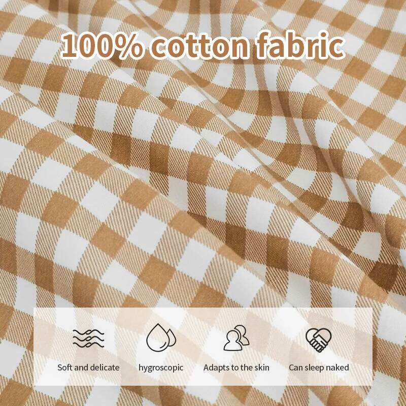 100% Cotton Cover Set,Bedding Set With Plaid Stripe,Skin Friendly Breathable,1 Duvet Cover,2 Pillowcase,Japan Simple Style H260311