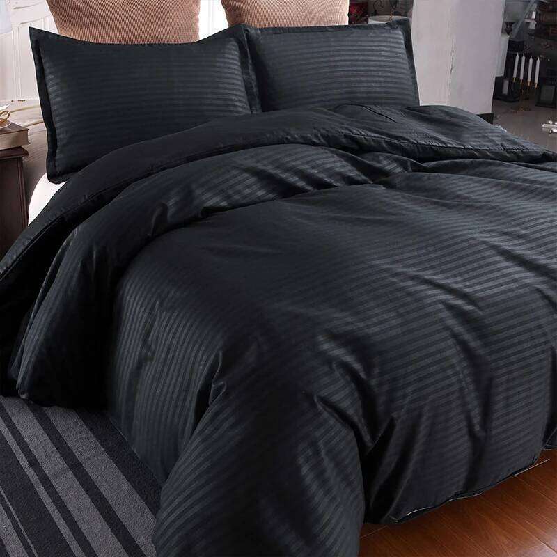3PC Satin Black Cover Set Comfortable Bedding Duvet Cover*1+Pillowcase*2 Bedroom Home Decoration Without Padding/Core H260311