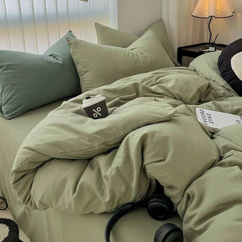 Minimalist Home Solid Color Bedding Set 3Pcs, 1 Duvet Cover, 2 Pillowcases, Super Soft Breathable, Machine Washable, Non-Fading H260311