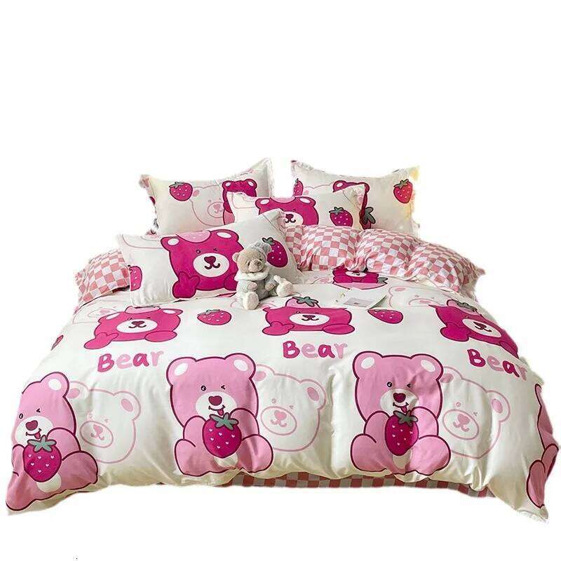 Simple four-piece bedding aloe cotton sheet quilt cover 1.8 meter home textile simple three-piece student 4pcs H260311