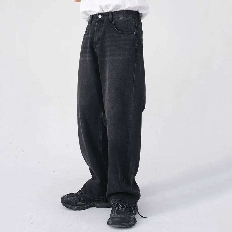Men Classic Straight Casual Jeans Male Brand Wide Leg Black Pants Simple Vintage Outside High Street Denim Trousers Z260225
