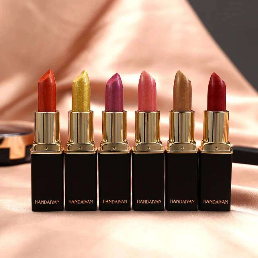 HANDAIYAN Shine Glitter Warm Change Lipstick Makeup Diamond Balm Cream Lightweight Lipbalm Cosmetics Nude Lip Stick Pen W260311