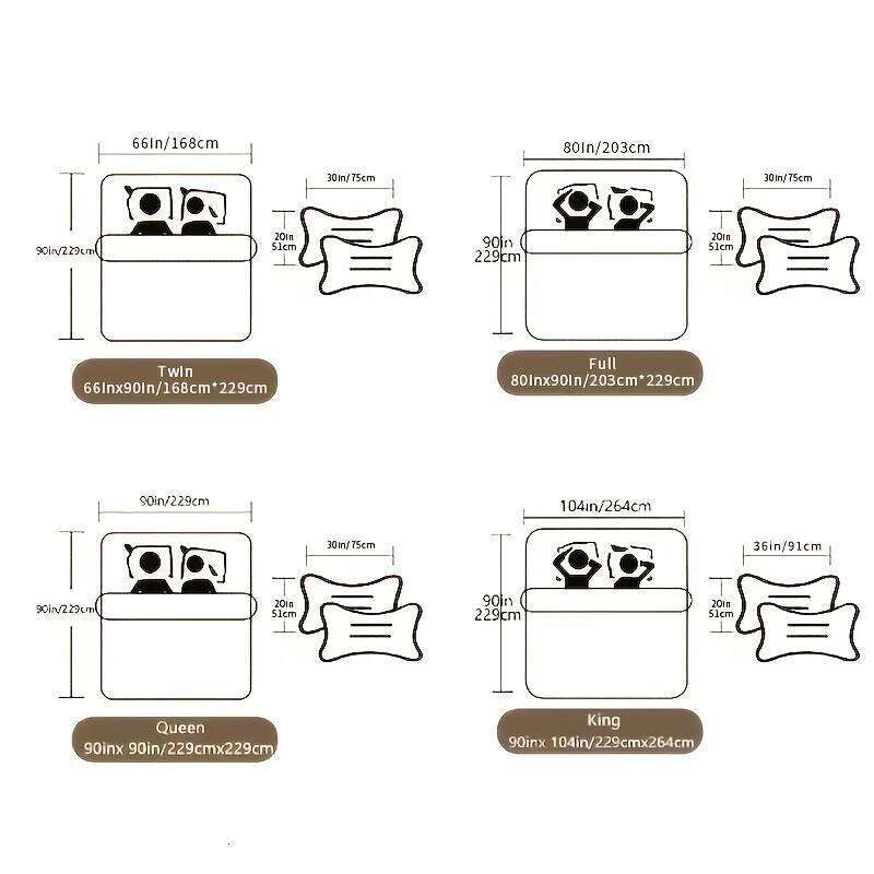 3pcs Multicolor Printed Set Soft Comfortable Bedding for Bedroom Guest Room - Includes 1 Duvet Cover and 2 H260311