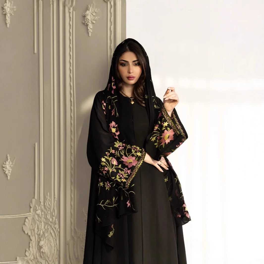 Eid Dress Suit Women Muslim Party Abaya Dresses 2 Piece Sets Headscarf Long Robe Embroidery Jalabiya Kaftan Vestidos Morocco X260311