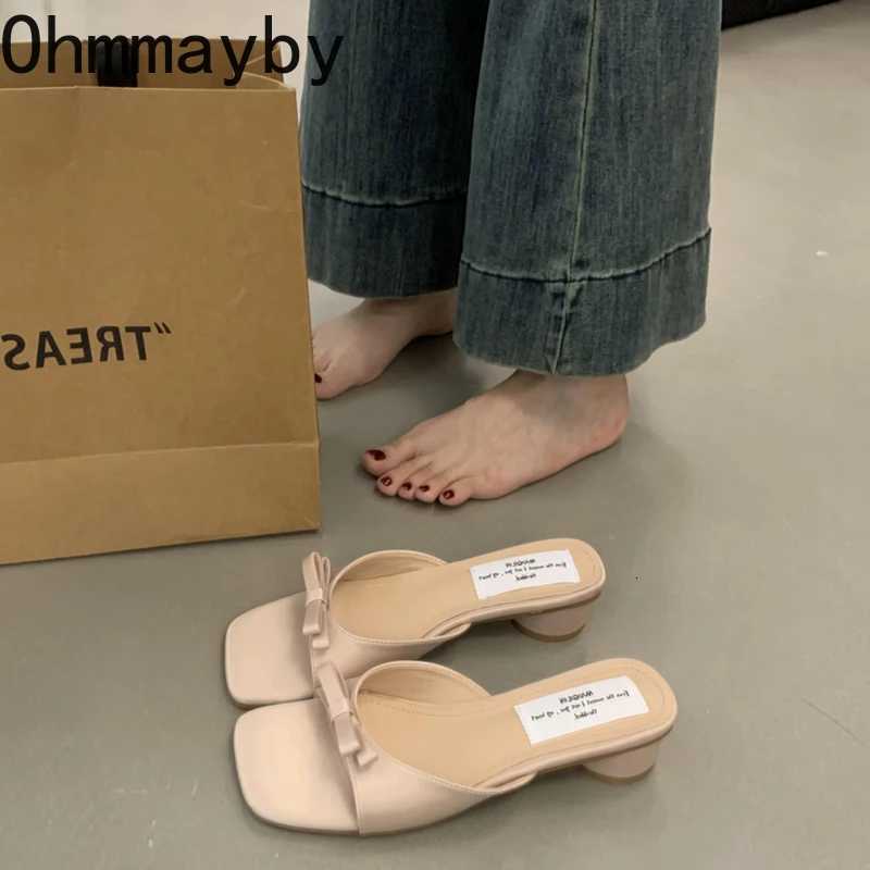 Street Style Open Toe Women Shoes Fashion Summer Thick Heel Shoes Ladies Elegant Party Dress Slides Shoes K260311
