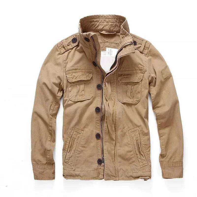 Men's M65 Denim Retro Cargo Jacket Outdoor Multi-Pocket Camo Top Casual Fashion Hiking Coat Field Uniform 26H0311
