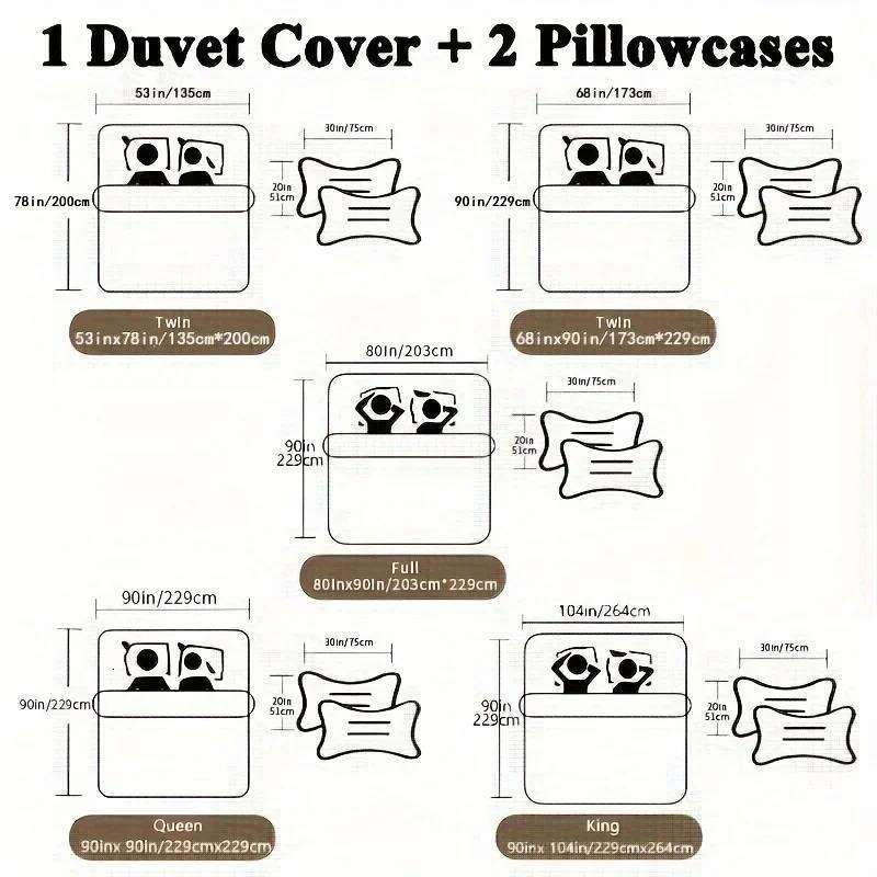 Grey Black King Size Bed Pattern Down Duvet Cover Set, Soft Comfortable Bedroom and Dormitory Decoration Bedding Set H260311