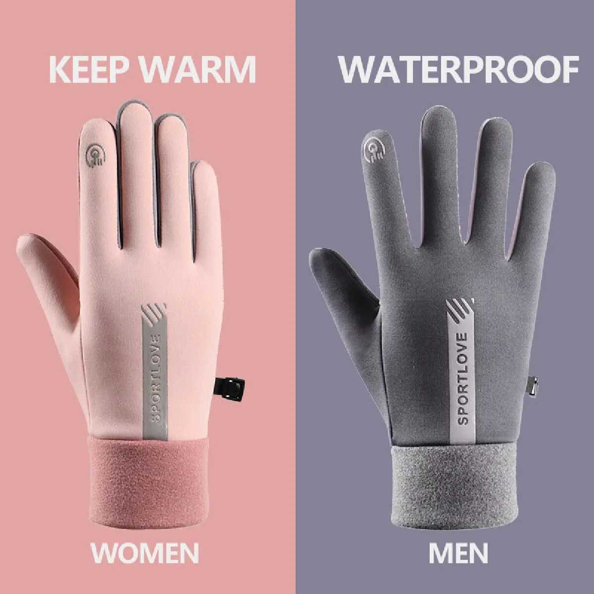 Women and Men Winter Sports Warm Gloves Waterproof and Anti Slip Cycling Gloves Wind and Cold Resistant Outdoor Activity M260311