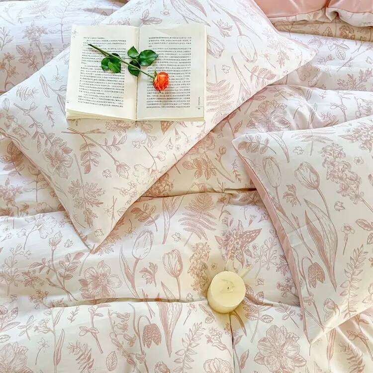 Bedding four set, home minimalist bed sheet, washed cotton and linen summer 3-piece duvet cover, bedsheet three piece set H260311 - view 5