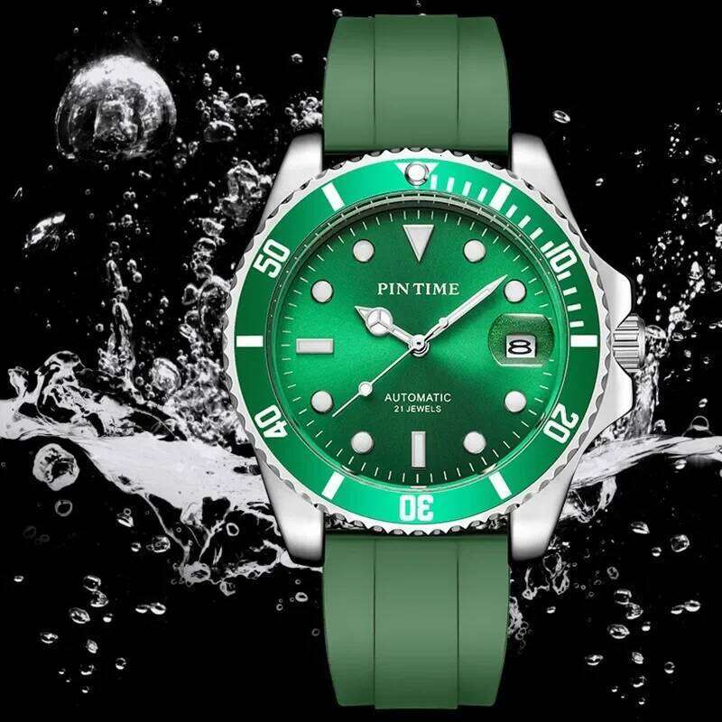 High Quality Black Green Dial Sports Men's Watch 30M Waterproof Fashion Quartz Silicone Wristwatch Watches For Men Reloj Hombre