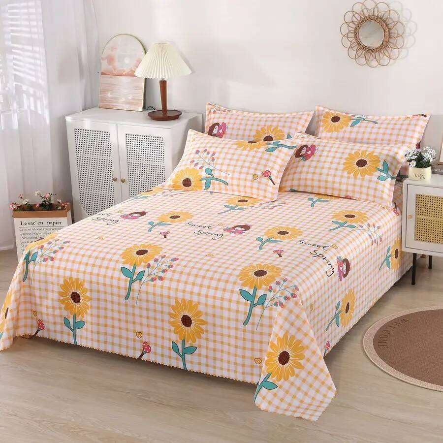 3pcs/Set Lot Home Textile with Pillowcases Cotton Material Lovers Room Bedding Flat Bed Sheet Set H260311