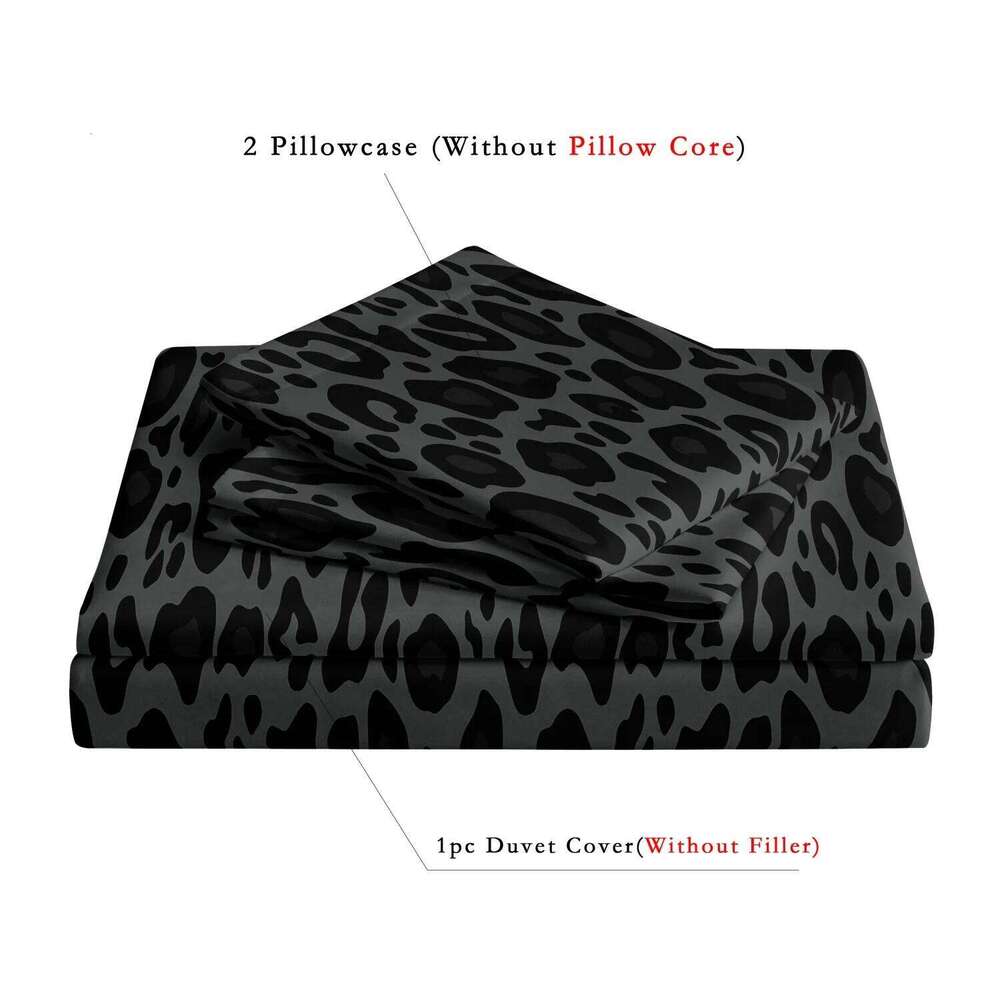 3pcs Dark Leopard Print Fashion Duvet Set1Duvet Cover + 2 Pillowwases High-Definition Printed Bedding Set H260311