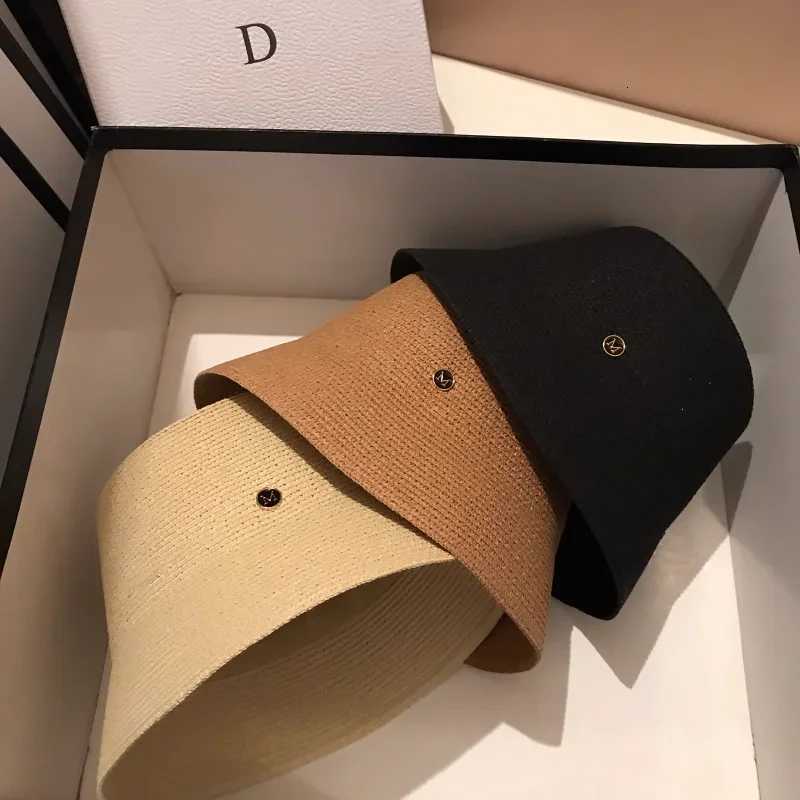 Japanese Designer M Straw Weaving Hat Summer Casual Travel Sunscreen Slim-face Sun Hat Wen Luxury Simple Bucket Hats Panama X2603111