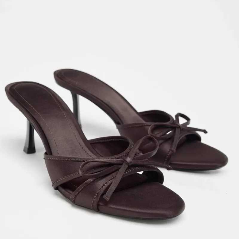 2025 New Sexy Summer High Heel Women Fashionable Exquisite Butterfly-knot Open Toe Slide Ladies Party Dress Sandals K260311