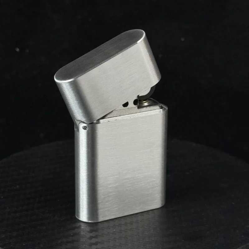 Metal delicate kerosine lighter armor CNC hollowed out old grinding wheel ignition creative engraving custom windproof lighter N260311
