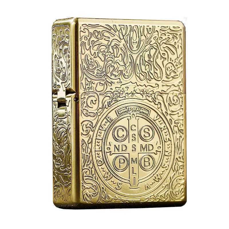 Retro High End Waterproof Sealed Armor Constantine Kerosene Lighter 3 Hinge Metal Petrol Lighter Mens Gift N260311