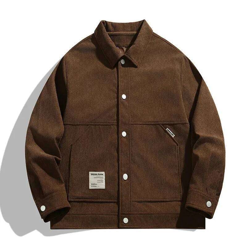 Corduroy Men's Jacket Outwear Spring Autumn New Men Lapel Coat Simple Causal Comfy Tops Breathable Loose Cardigan 26H0311