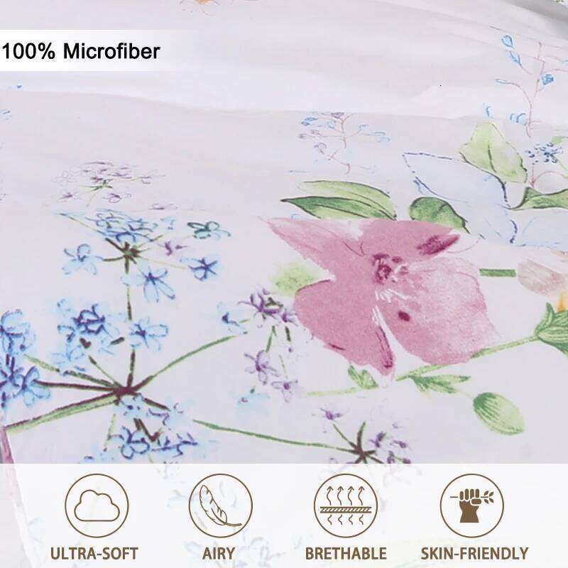 3pcs Flower Pattern Set, Soft Skin-Friendly Bedding Set Includes 1 Duvet Cover And 2 Pillowcases H260311