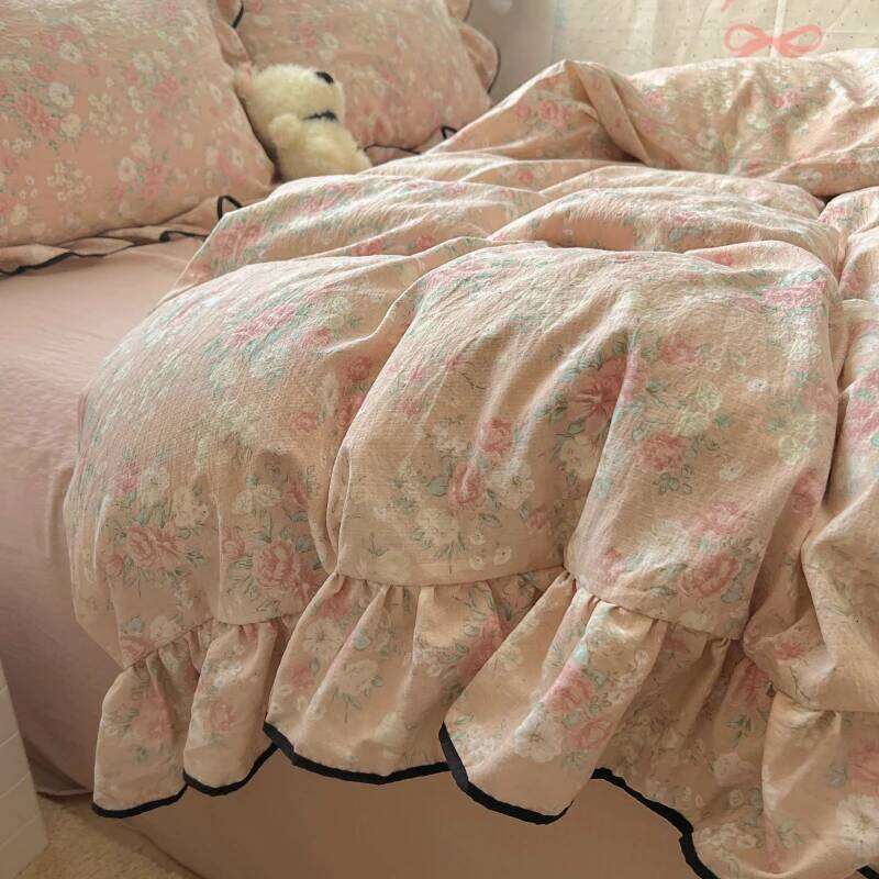 3pcs Korean style Duvet Set 1*Duvet Cover + 2*Pillowcase, Without Core,Princess lace Bedding Set, Soft Comfortable H260311