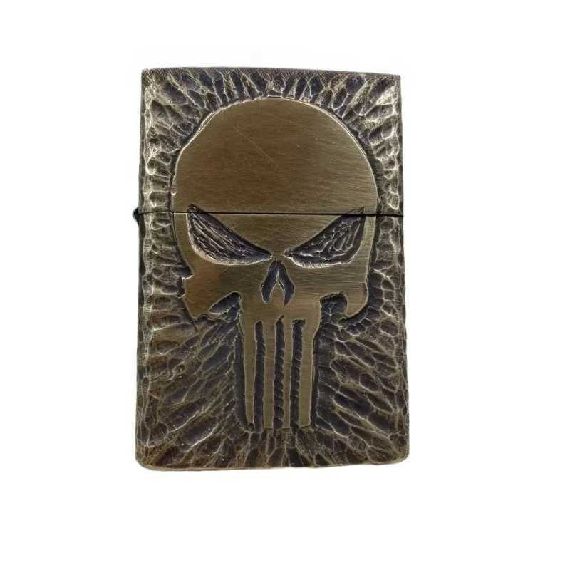 902S brass thick armor gasoline lighter hand carved lighter smoking accessories mens gift N260311