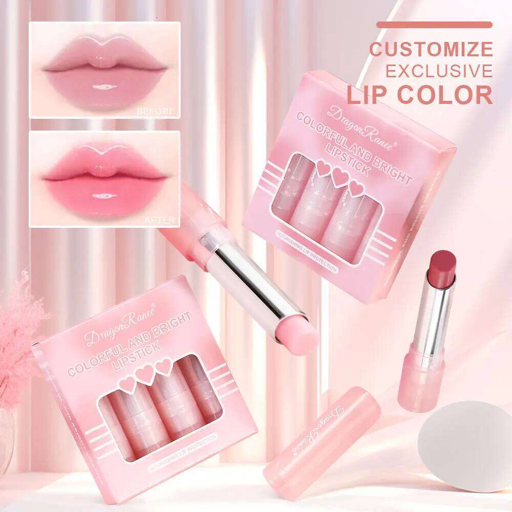 Dragon Ranee Colorful Brilliant Color 4 /set lipstick Soft mist matte waterproof easy color lasting non-stick cup set W260311
