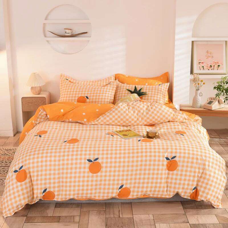 Bedding Simple Cute Pattern Advanced Fiber Fabric Does Not Hurt The Skin Quilt Three-Piece Set Suitable For Four Seasons H260311