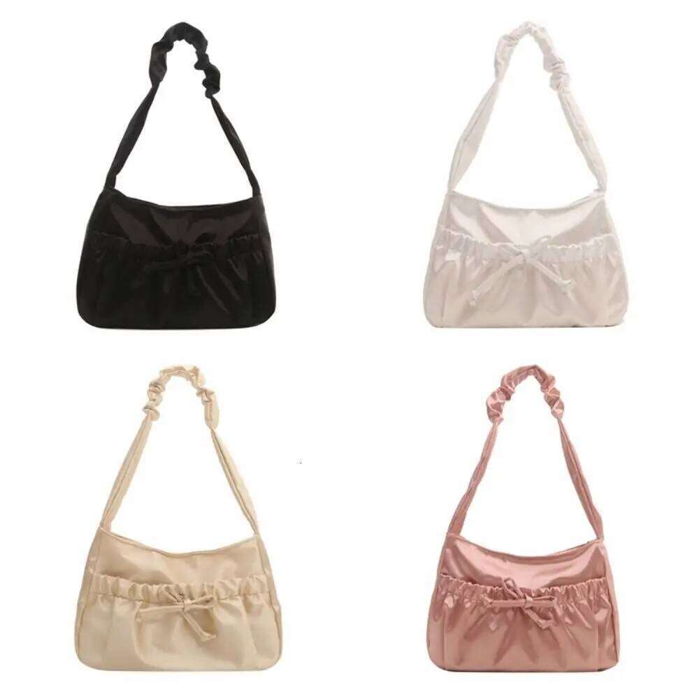 Cool Satin Pleated Hand Bow Korean Style INS Shoulder Luxury Portable Fashion Underarm Bag Outdoor XJ260311