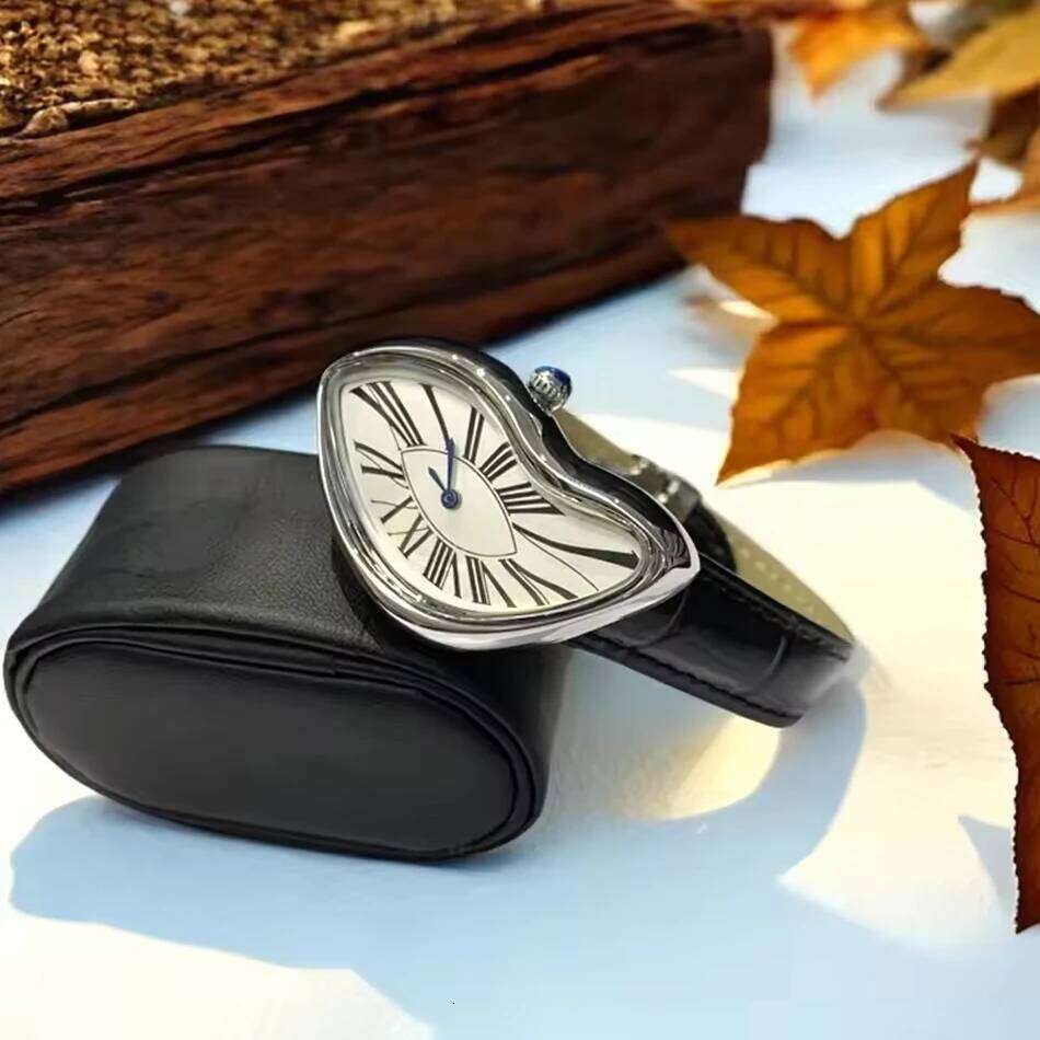 Medieval watches melt twist y2k alien ladies and men Leather strap fashion advanced ins niche design quartz watch