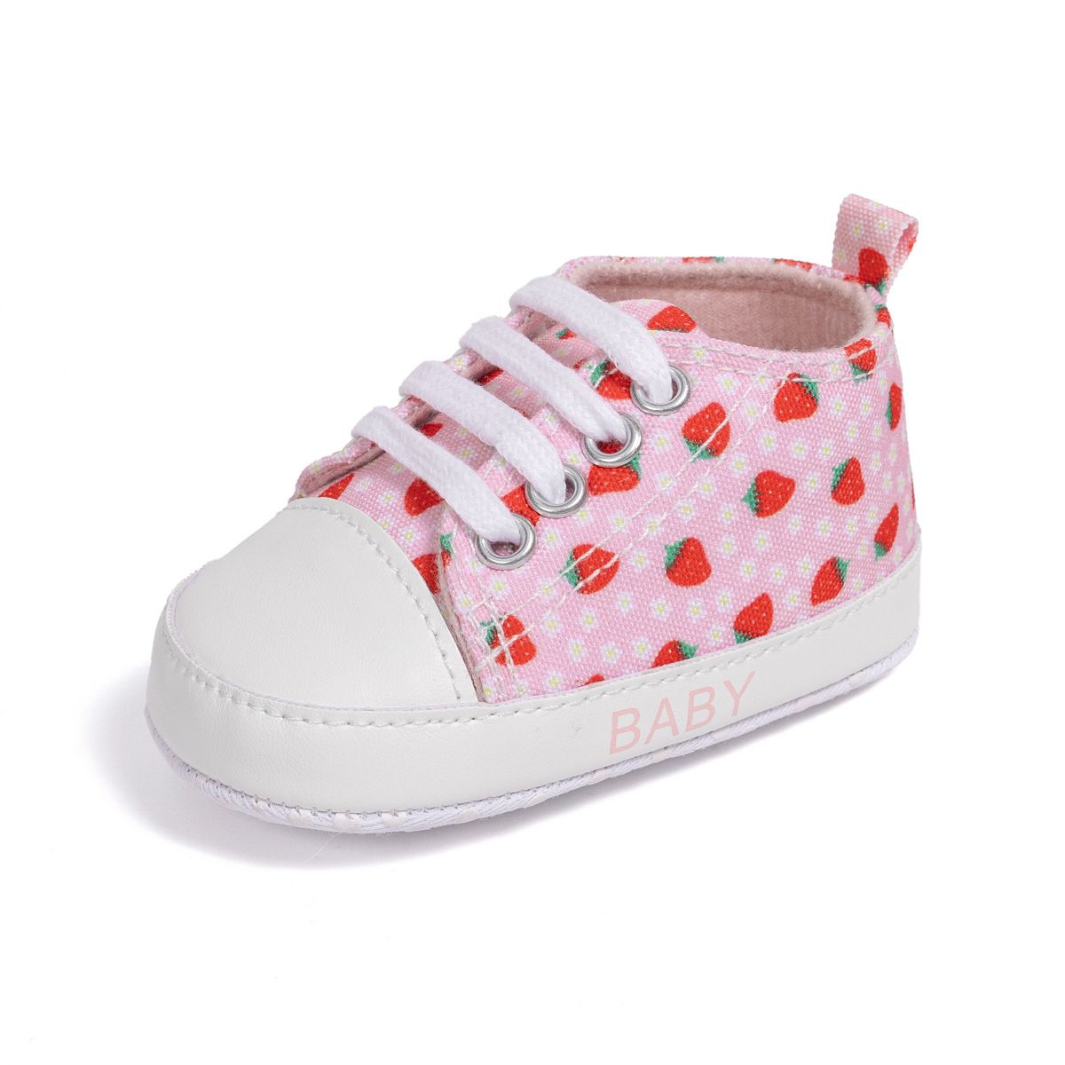 Hot Sale Infant Strawberry Girls Baby Casual High Top Non-Slip Soft Bottom Soft Sole Kidszworld Toddler Crib Shoes 0-18M Months K0014