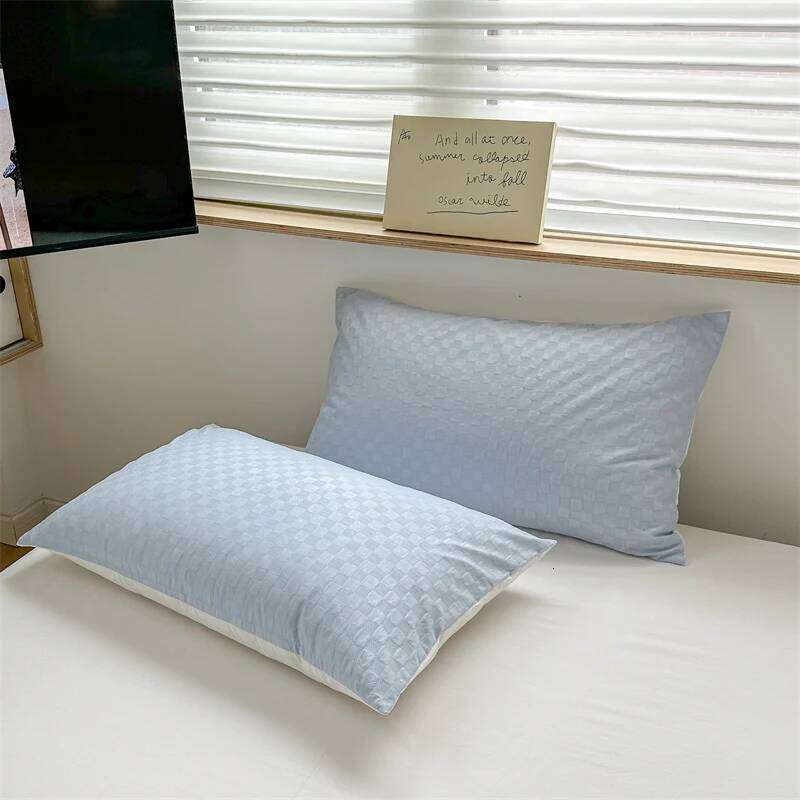 New Arrival Washed Cotton Waffle Jacquard Bedding Set,Duvet Cover with Zipper, Pillow Cases,Contrasting Color Super Soft H260311