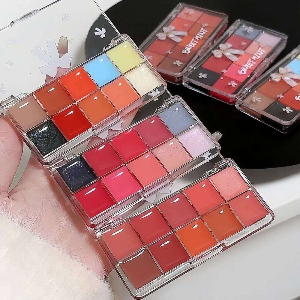 Jelly Gloss Ten Color Toned Frozen Plate Red Lip Glaze Palette Moisturizing Lipstick Long Lasting High color rendering W260311