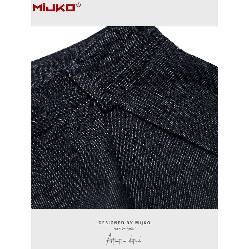 G6859# Unisex Straight Leg Jeans With Pleats Deconstructed Design Raw Denim Pants Z260225