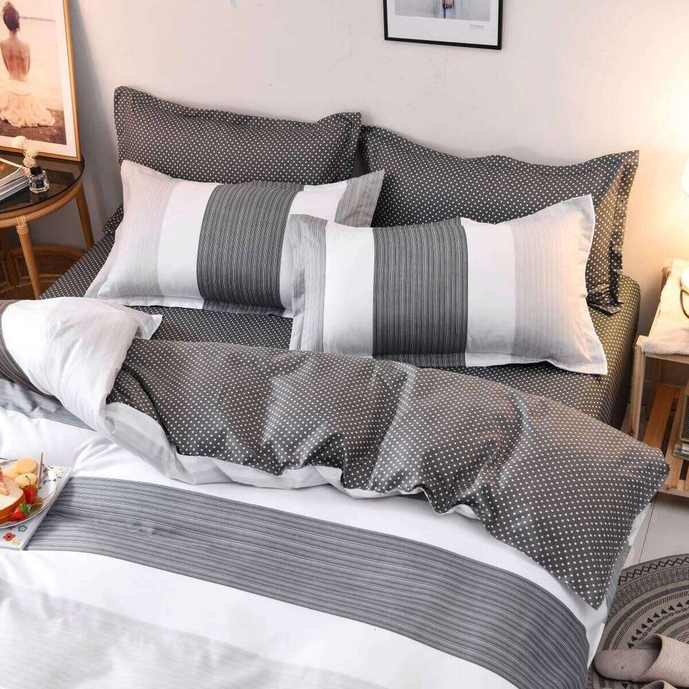 3PCS Geometric Duvet Modern Classic Stripe Bedding Set Queen King Size Soft Comforter Cover with Double Sided Pattern H260311