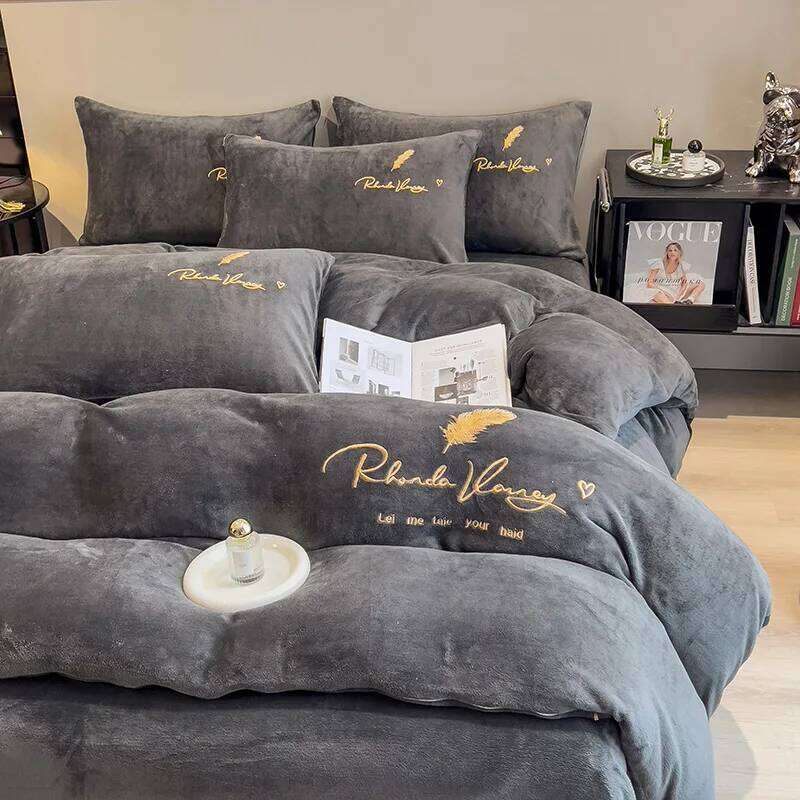Thickened Baby Four Piece Winter Warm Milk Coral Velvet Bare Sleeping Bed Sheet and Bedding Set H260311 - view 5